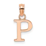 14K Rose Gold Polished Block Letter P Initial Pendant