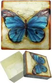 Capiz Shell Trinket Box, 3", Butterfly