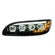 Peterbilt 386 Quad-LED Headlight Assembly Black Driver Side