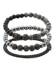 [Saar] Jax Set Black Grey Large/Extra Large Bracelet Set