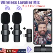 2in 1 Wireless Lavalier Microphone Audio Video Recording Mini Mic For iPhone IOS