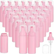 35 Pack Plastic Foam Bottles Travel Soap Dispenser Bottles with Pump Mini Liquid Foaming Soap Bottles for Refillable Hand Sanitizer Lash Cleanser Shampoo Castile Pink(2 oz)