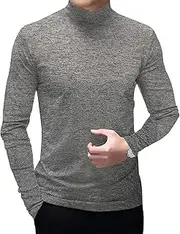 [Angbater] Men's Fashion Mock Turtleneck T-Shirts Long Sleeve Pullover Sweater Basic Designed Undershirt Slim Fit Top