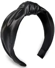 1PCS Headband, Knotted Headbands for Women Black Leather, Fashion Headbands for Women Top Knot Headband for Girls