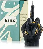 6sisc Small Middle Finger Scented Candle Black with Gold Foil Danish Pastel Room Aesthetic Decor Pine Aromatherapy Candles Natural Soy Wax Hand Gesture Fragrance Candle for Home Bedroom Decorations
