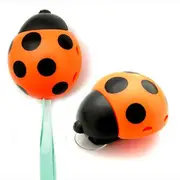 2PCS Creative Covered Coccinella Suction Toothbrush Holder ORANGE COLOR