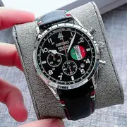 Seiko Men's Casual Quartz Watch Leather Strap Black And White Dial Automatic Date Multifunction Timer Luminous Six-needle