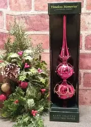 Vtg2003 Waterford Timeless Memories Hand Crafted Red Glass Christmas Tree Topper