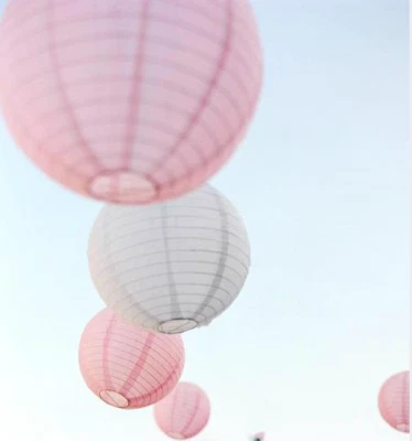 9x 30cm pink white paper lanterns engagement wedding birthday party decoration
