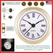 Elegant 61mm Quartz Clock Insert with Roman Numerals & Gold Rim - Modern Decor