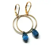 Crystal Briolette Gold Filled Leverback Hoop Earrings