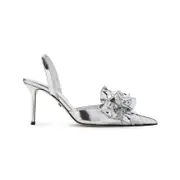 [Mach & Mach] Mach & Mach-Silver Leather Le Cadeau Silver Wrapped Leather Pumps-Donna 36 IT