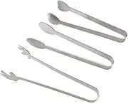 Ciieeo Stainless Steel Mini Tongs for Ice Sugar Cubes Lemon Slices Versatile Serving Tool for Home Party Cafe Bar Toothed Oval Shape for and Pickup
