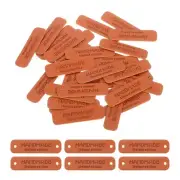 30 Pcs Handmade Leather Labels, Handmade Tags Button 55x15mm, Brown