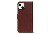 For iPhone 14 Plus Case Fashion Cowhide Genuine Leather Wallet Cover Wine Red