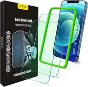 [JESOHO] Blue Light Screen Protector for iPhone 12/12 Pro, (6.1") HD Anti Blue Light Blocking Tempered Glass Film, Eye Protection, Case Friendly, No Bubble,with Easy Installation Kit, 2 Pack