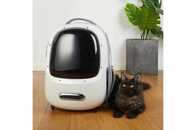 Cat Backpack Travel Portable Carry Durable Spacious (Creme White - 33*30*45cm)