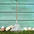 Garden Leaf Rake Folding Metal Rake for RV Camping Lawn Yard Roof Gardening