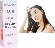YUII Biotin Hair Oil, Supports Hair Growth, Thickening with Collagen, and Keratin, Argan Oil, Moisturizing Scalp Treatment for Dry and Damaged Hair, Sulfate Free