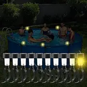 BORDEAG Pack of 10 Pool Lighting, Solar Fence Light, Lights, LED Pool Lighting, Pond Lighting, Solar Pool Lights, Solar Lights, Waterproof for Pool Garden Decoration