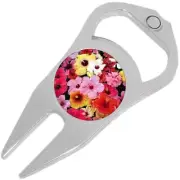 Hibiscuses flower Golf Ball Marker Divot Repair Tool Bottle Opener