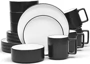 [Noritake] ColorTex Stone 16-Piece Set, Service for 4 in Black, Multicolor