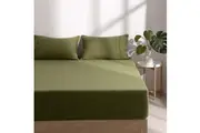 Dreamaker Superfine Washed Microfibre Combo Fitted Sheet Set Olive