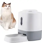 Qkbuza Cat Food Feeder, 1.5L Push Automatic Dog Feeder with Bowl, Slow Feeding Dish, Interactive Pet Toy for Puppy and Kitten