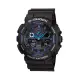 【CASIO】卡西歐 G-SHOCK系列 個性機械感三眼雙顯電子錶 (黑/藍 GA-100-1A2 )