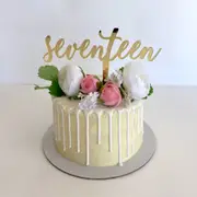 Acrylic Gold 'seventeen' Script Birthday Cake Topper