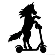 Horse Unicorn On Scooter - Decal Sticker - Multiple Colors & Sizes - ebn6450