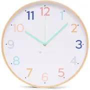 Clocksicle Silent Wood Wall Clock, Rainbow, 40cm