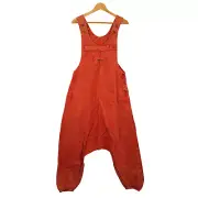 Boho Overalls Dungarees Red Playsuit Festival Summer Hippie Washed Pockets Comfy