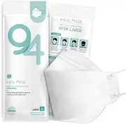 [Pack of 25] HEAL MADE KF94 Certified, 4-Layer Filters, 3D Structure with Round design WHITE MASK (LARGE)