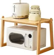 2 Tiers Microwave Oven Shelf Stand for Countertop, Kitchen Spices Storage Rack Shelving Desktop Printer Rack Free Standing for Home Office,L,Beige