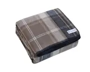 Luxe Bedding Premium Australian Wool Reversible Blanket-Navy Plaid