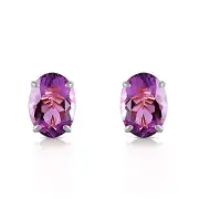 14K. SOLID GOLD STUD EARRING WITH NATURAL AMETHYSTS (White Gold)