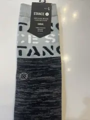 Stance Dwayne Wade Collect Striped Logo Stencil Grey Crew Socks Mens LARGE6-12