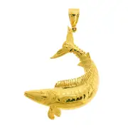 14K Gold Lifelike Fish Pendant