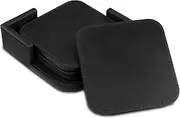 Londo Leather Coasters (Set of 4) - Non-Slip Surface (Black)