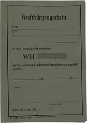Epic Militaria WW2 German Vehicle Registration Document