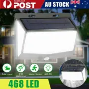 468 LED Solar Powered PIR Motion Sensor Lamp Outdoor Garden Security Wall Light