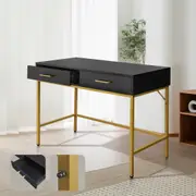ACA Particleboard Design Computer Desk Laptop Study Table Office Home Drawer Black Gold