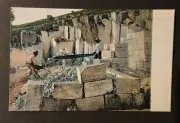 A Bermuda Stone Quarry Workers Cut Stones Early 1900s Vintage Postcard Unused