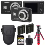 Kodak PIXPRO FZ55 Digital Camera (Black) +Extra Battery +Tripod +Case -32GB Kit
