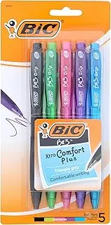 BIC BU3 Retractable Ball Pen, Medium Point (1.0 mm), Assorted Colors, 5-Count