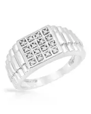 Gentlemens Ring With Cubic Zirconia Made in 925 Sterling silver Size 10