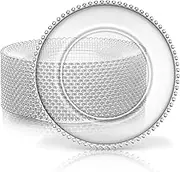 Zopeal 18 PCS Clear Charger Plates with Beaded Rim 13 Inch Plastic Round Charger Plates Bulk for Dinner Home Kitchen Wedding Party Tabletop(Clear)