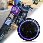 7" LED Headlight RGB O-Ring DRL Hi/Lo For Harley Rebel 250 1000 Shadow 750 1100