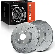 A-Premium 11.81 Inch (300mm) Front Drilled and Slotted Disc Brake Rotors Set Compatible with Select Ford and Lincoln Models - Fusion 2013-2020, MKZ 2013-2016 2-PC Set